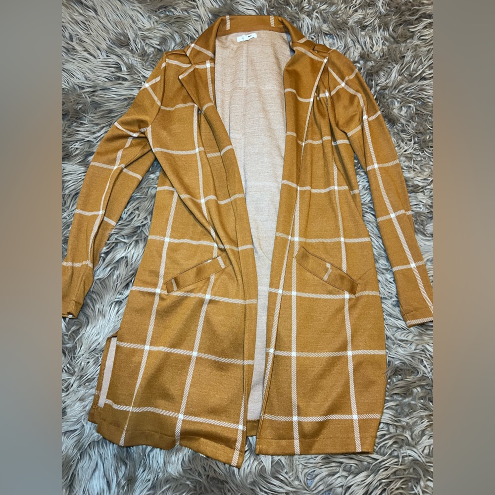 Maurice’s Orange Plaid Cardigan